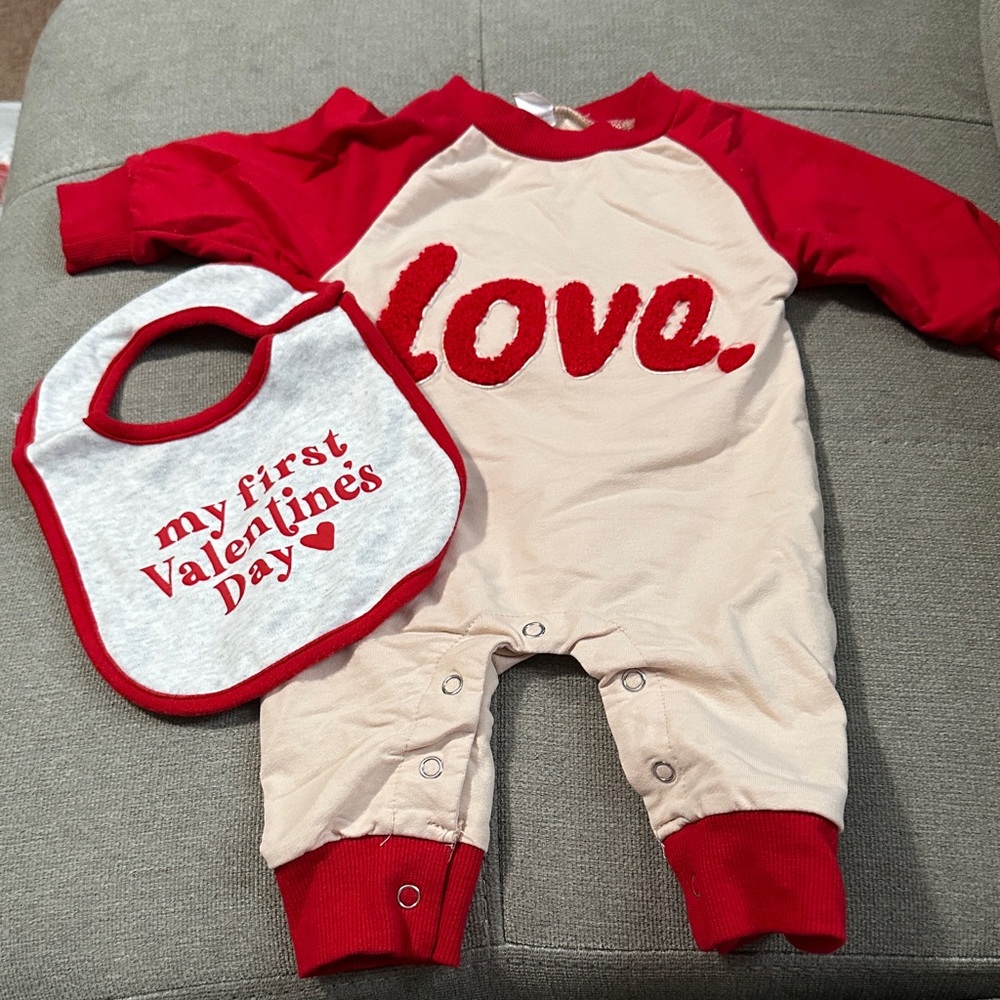 Red and Cream Valentine's Baby Outfit